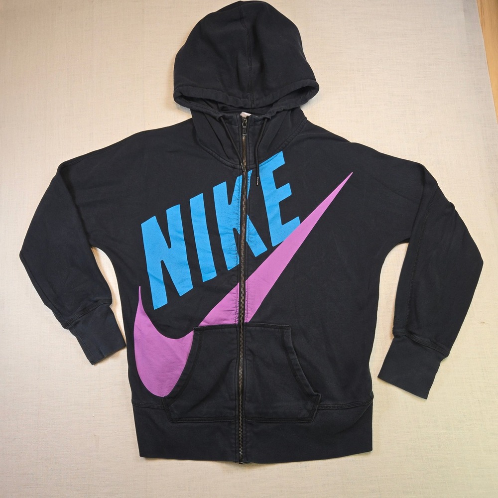 Nike Sportswear FullZip Hoodie XL Women Black Blue Purple Big Swoosh Logo Jacket